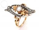 Inel ANTIK cu diamante - argint și aur roz 18K - Gr . 54 - 4,75g