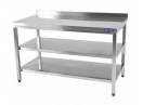 Masa de lucru inox andorsata cu 2 polite inferioare 1600*600*850