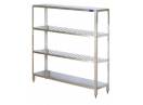 Raft inox cu 2 polite netede si 2 polite perforate.