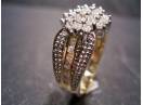 inel vintage aur 14k bicolor unisex cu diamante