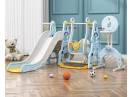 Ansamblu de joaca pentru copii, Kinderplay Astronaut, 5 in 1, tobogan, leagan, cos baschet, poarta fotbal, mingi incluse, albastru